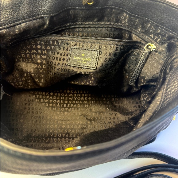 Kate Spade New York Black Pebbled Soft Leather Satchel Crossbody Bag Purse - Picture 10 of 11